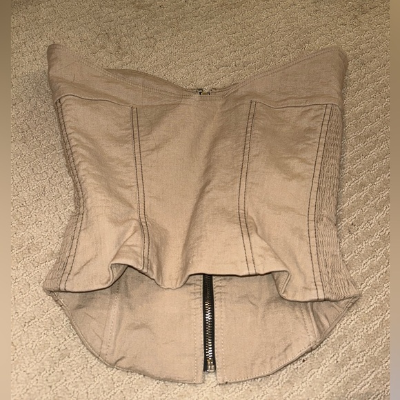 Tan Zara zipper bustier top - Picture 3 of 3